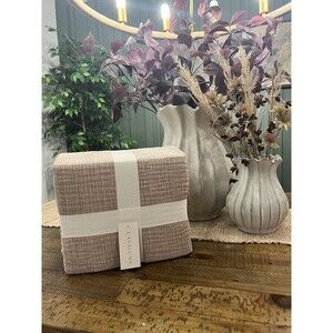 Full/Queen Textured Chambray Cotton Duvet & Sham Set Warm Brown - Casaluna NEW